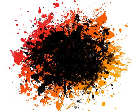 Background Paint Splatter Orange Black Splash Frame Splatter Background Printable Artwork I ...