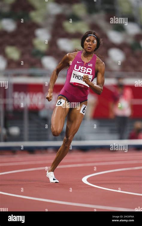 Gabrielle Thomas participating in the semi-final of the 200 meters of the Tokyo 2020 Olympic ...