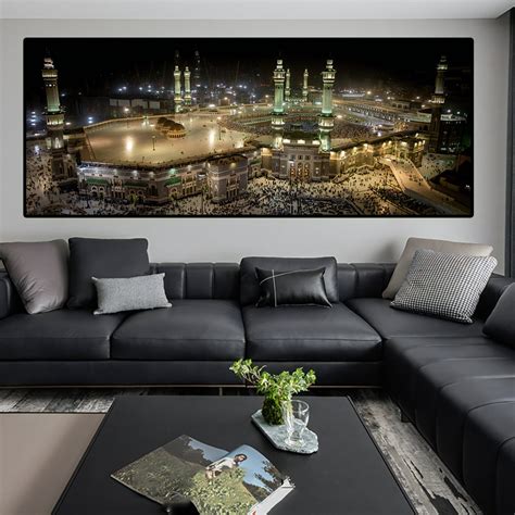 Masjid Al-haram, Night View of Mecca, Large Islamic Wall Art Islamic Home Decor, Living Room ...