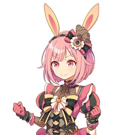 an anime character with pink hair and bunny ears