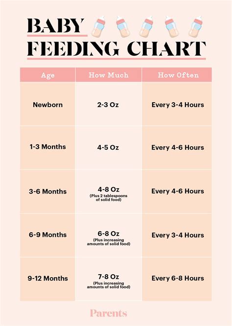 Baby Feeding Chart: How Much and When to Feed Infants the First Year in 2021 | Baby feeding ...