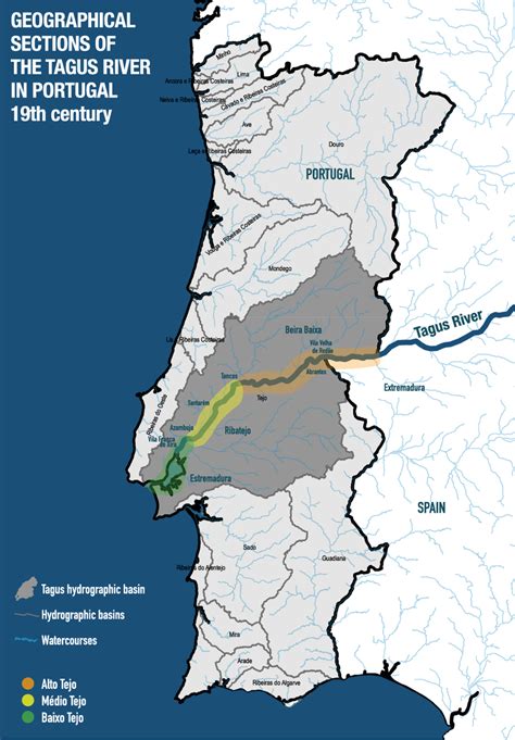 Map of the Tagus river’s sections, Portugal. Map drawn by Patricia ...