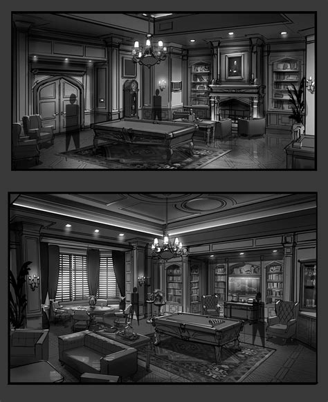 ArtStation - Batman Season 1 - Wayne Manor Parlor, Gray Rogers | Wayne manor, Batman, Batman room