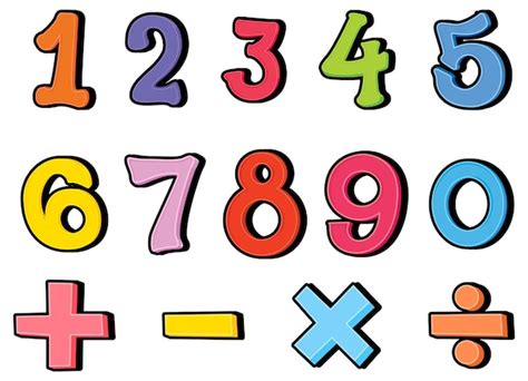 Free Vector | Number 0 to 9 with math symbols