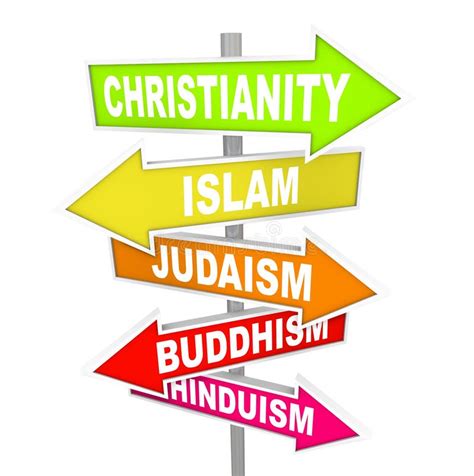 Cinq Religions Importantes Du Monde Sur Des Signes De Flèche Illustration Stock - Illustration ...