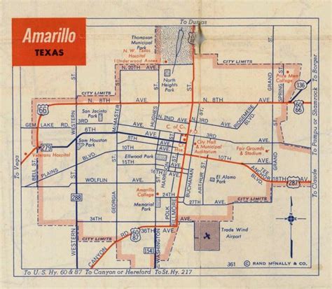 History of Amarillo, Texas: Map of Amarillo: c. 1956 - 1960