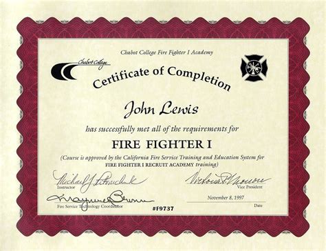 11+ Firefighter Certificate Templates | Free Printable Word & PDF | Training certificate ...