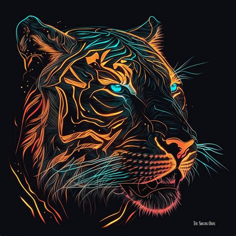 Tiger Neon Line Art 2 by TheSmilingOgre on DeviantArt