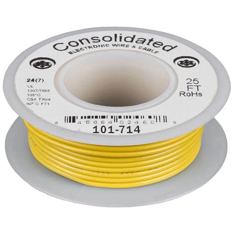 Consolidated Stranded 24 AWG Hook-Up Wire 25 ft. Yellow UL R 848864024608 | eBay