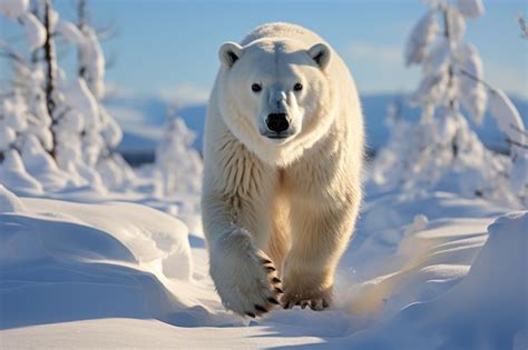 Premium AI Image | Polar bear hunting seals on the Arctic ice fields generative IA