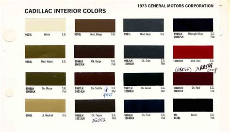 Cadillac Paint Codes & Color Charts