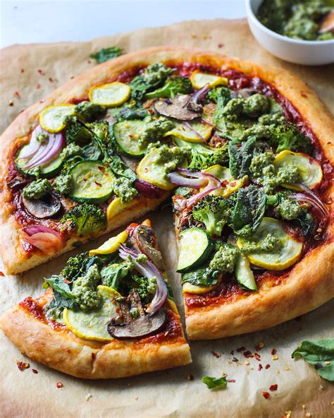 Summer Veggie Pizza with Pesto - It's All Good Vegan