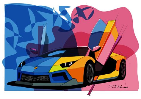 Lamborghini Lamborghini art print. Large Red Blue Lamborghini | Etsy