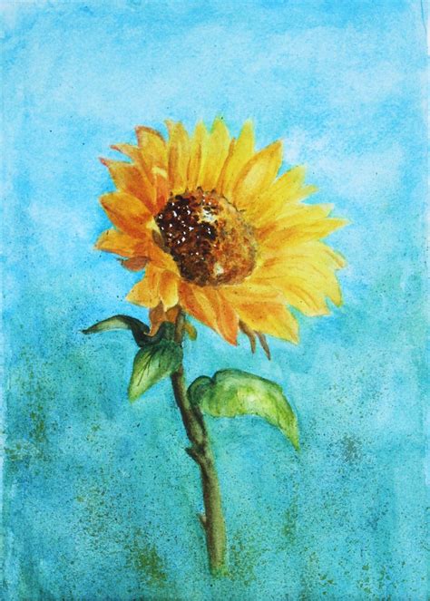 Original Watercolor Sunflower Painting Rustic Sunflower Art | Etsy