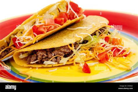 Mexican tacos on a colorful plate Stock Photo - Alamy