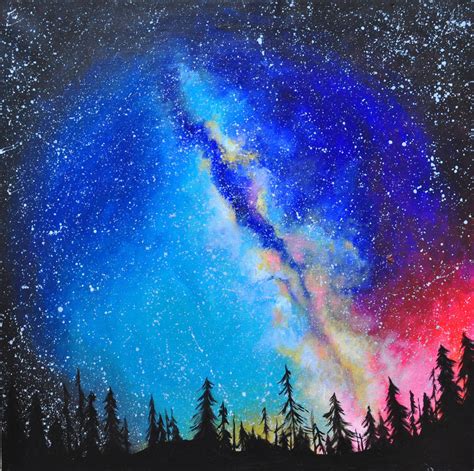 Colorful Galaxy Forest Painting Space Art Cosmic Art Galaxy | Etsy