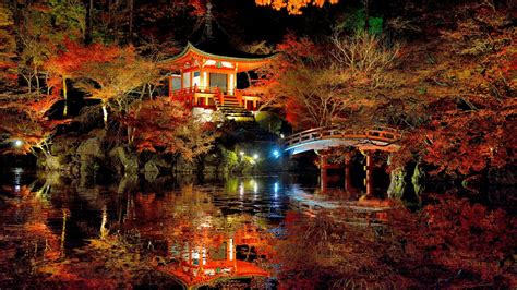 Autumn night over Daigo-ji temple, Kyoto, Japan - backiee