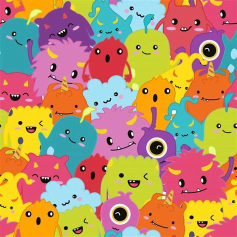 Adorable Monster Cartoon Seamless Pattern