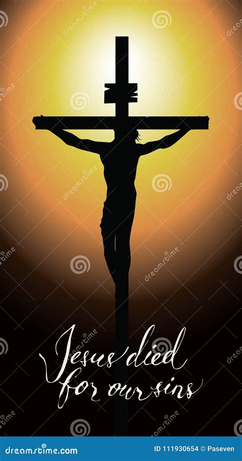 Cross With Crucified Jesus Christ In The Sunset Cartoon Vector | CartoonDealer.com #111930879