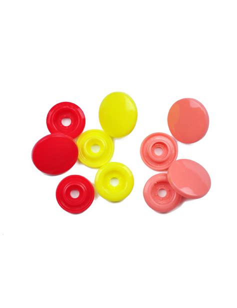 Plastic snap fasteners - Set of 30 - Sunny Coral