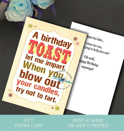 Funny Birthday Card Fart Birthday Card Funny Fart Birthday | Etsy