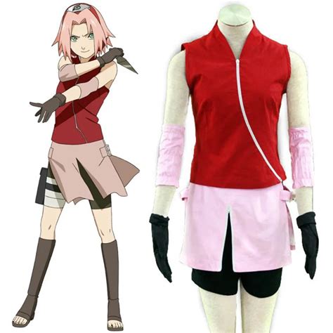 Naruto Cosplay Costume Haruno Sakura Cosplay Ninja Costume+Headband Cosplay Suit Halloween ...