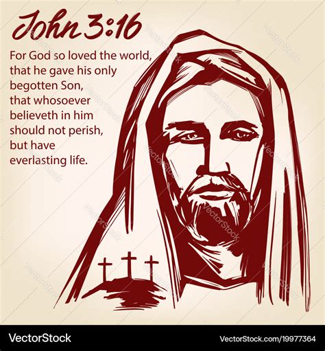 Jesus christ the son of god john 3 16 the quote Vector Image