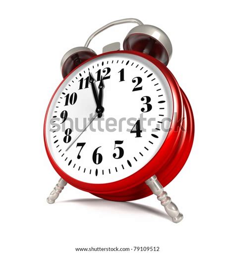 Red Alarm Clock Isolated On White Stock Illustration 79109512