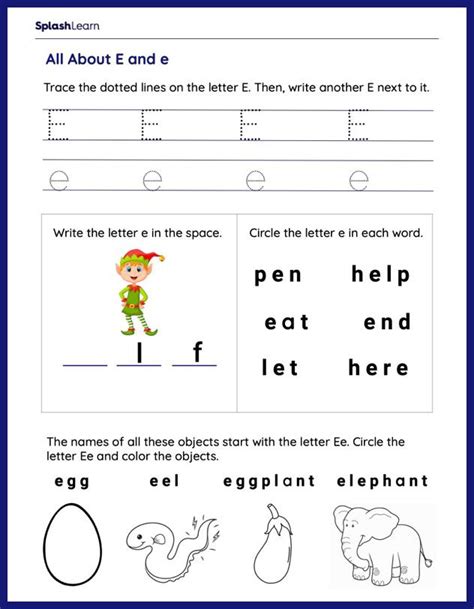 Letter E Worksheets for Kids Online - SplashLearn