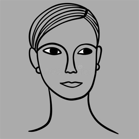 Illustration Woman Face Line Art Black and White Minimal Style Stock ...