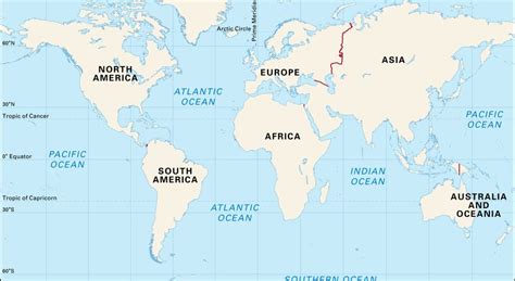 World Map With Continents And Oceans