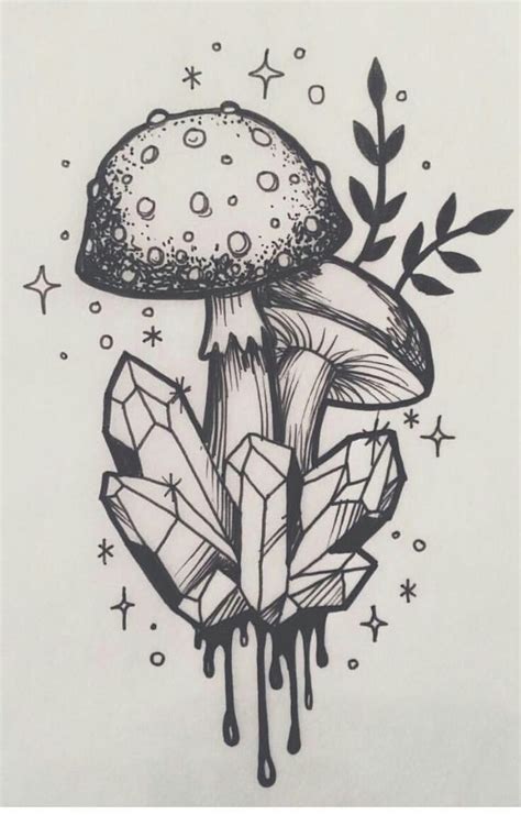 Mushrooms and crystals | Trippy drawings, Art drawings, Sketches