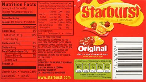 starburst ingredients 2017