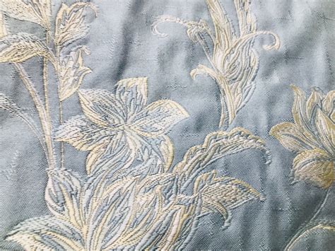 SWATCH 4” X 7” - Quilted Brocade Floral Upholstery Fabric- Antique Blue | www.fancystylesfabric.com