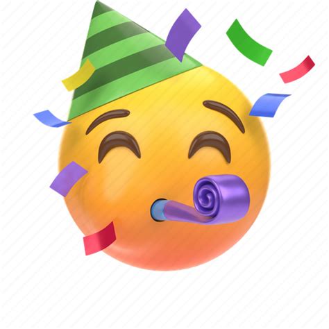 Emoji, emoticon, sticker, face, celebrate, celebration, party 3D ...