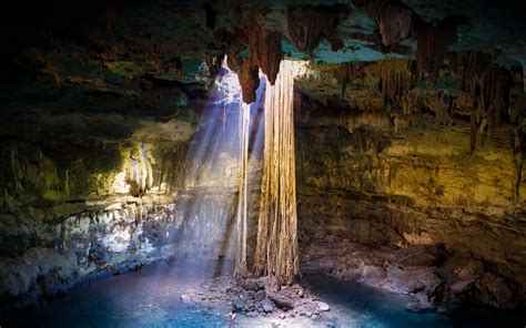 Sunlight Waterfall Cave Timelapse Hd Wallpaper Nature