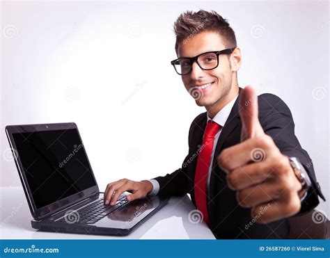 Business Man Working And Showing Ok Stock Photo - Image: 26587260