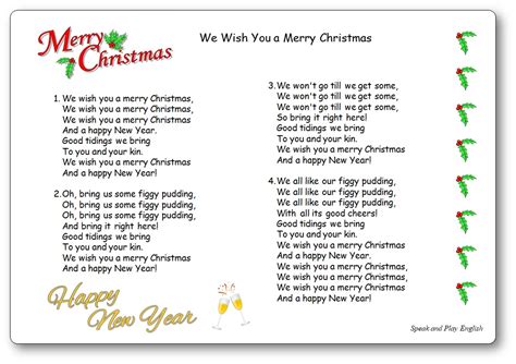 Chanson "We Wish You a Merry Christmas" - Paroles à imprimer