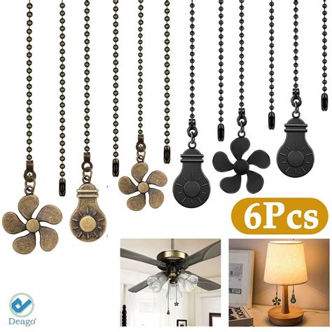 Buy Deago 6PCS 12 Inch Ceiling Fan Pull Chain Extender Pull Chains Extension Fan Pull Chain ...