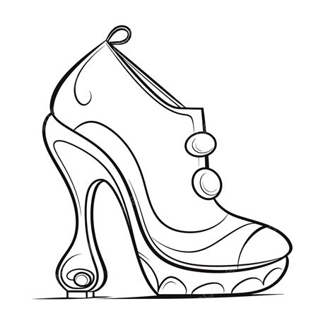 High Heel Shoe Outline Drawing Sketch Vector, Wing Drawing, Shoe Drawing, High Heel Drawing PNG ...