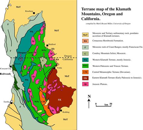 Tectonic map of Klamath Mountains | Klamath, Geology, Map