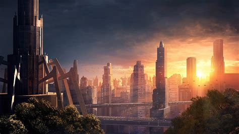 Cityscape digital illustration, futuristic, futuristic city, science fiction, digital art HD ...