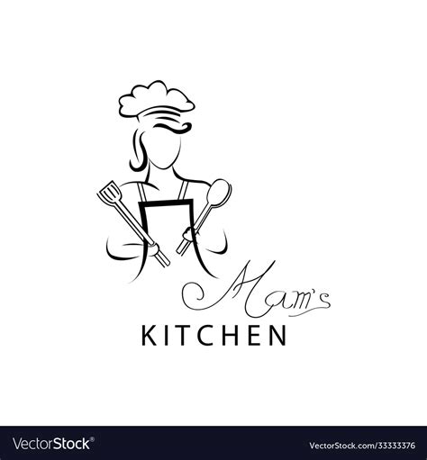 Woman chef logo clipart hat character design Vector Image