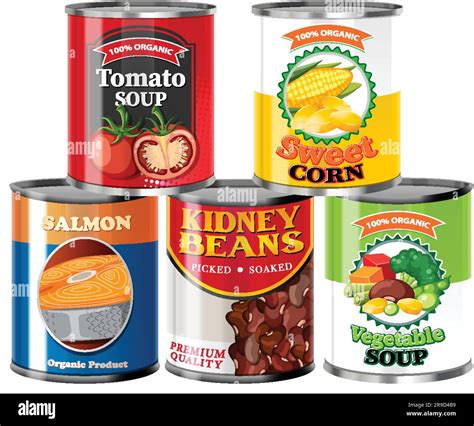 Set of canned food illustration Stock Vector Image & Art - Alamy