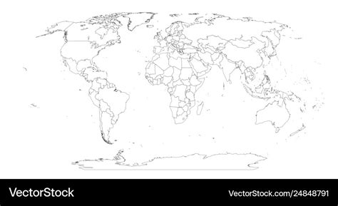 Contour world map all countries and islands Vector Image