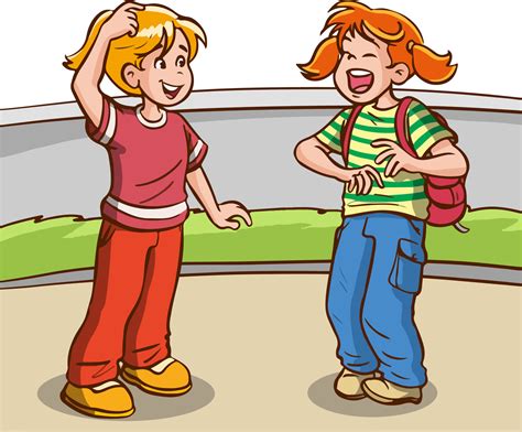 Cartoon kids talking to each other. Vector illustration 21611258 Vector ...