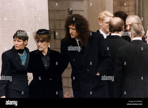 Freddie Mercury funeral Queen lead guitarist Brian May with Stock Photo ...