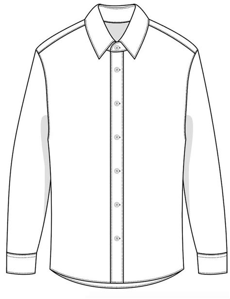 Formal Fitted Shirt SVG Vector CAD Mens Shirt Technical Drawing, Flat Sketch, for Adobe ...