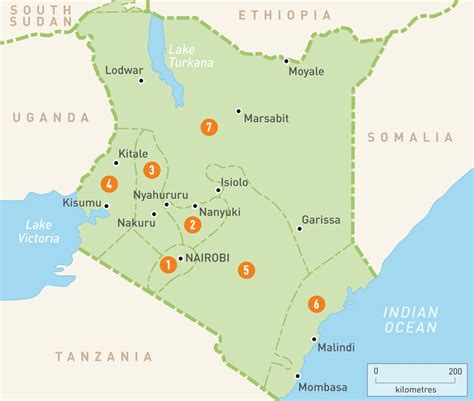 Map of Kenya with provinces - Map of Kenya showing provinces (Eastern Africa - Africa)