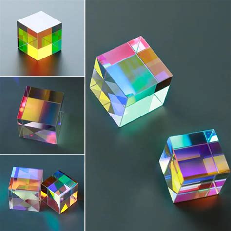 12.7mm X Cube Six Sided Bright Light Cube Stained Glass Prism Beam Splitting Prism Optical ...